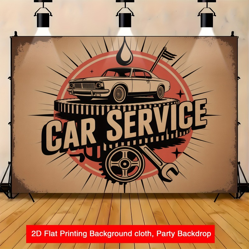 Heavy Equipment Service - Large retro car service banner -