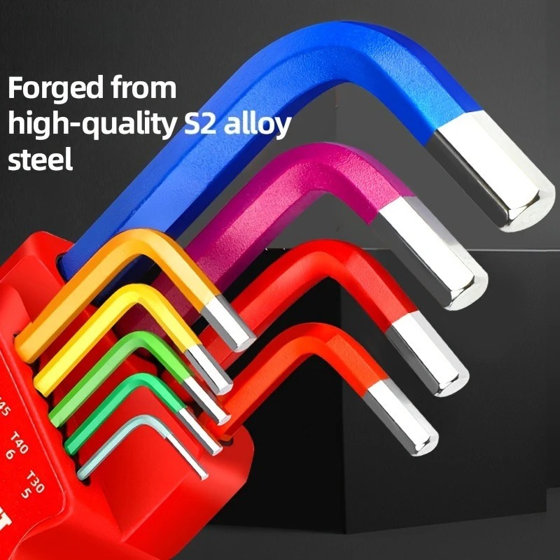 Heavy Equipment Key Set - 9pcs Industrial Hex Key Set, Ball